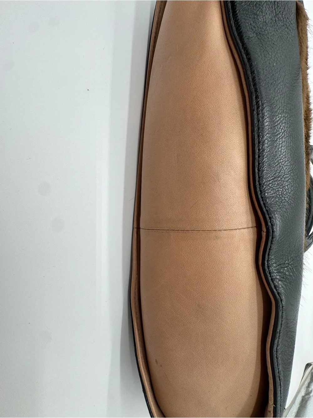 Anthropologie Leather & calf hair  Top-Handle Tote in Brown and Black